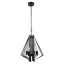 Zenith 4-Light Black & Wood Dimmable Island Pendant Light