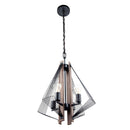 Zenith 4-Light Black & Wood Dimmable Island Pendant Light