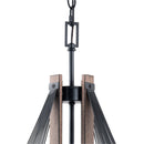 Zenith 4-Light Black & Wood Dimmable Island Pendant Light