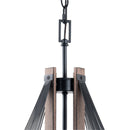 Zenith 4-Light Black & Wood Dimmable Island Pendant Light