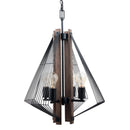 Zenith 4-Light Black & Wood Dimmable Island Pendant Light