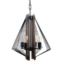 Zenith 4-Light Black & Wood Dimmable Island Pendant Light