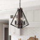 Zenith 4-Light Black & Wood Dimmable Island Pendant Light