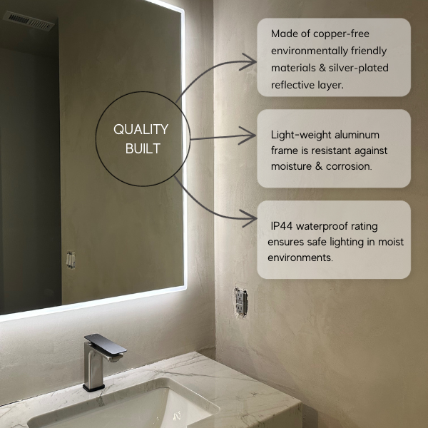 Zeek 60"x36" Backlit LED Rectangular Bathroom Wall Mirror For Double Vanity MA6036, photo 3 of 12