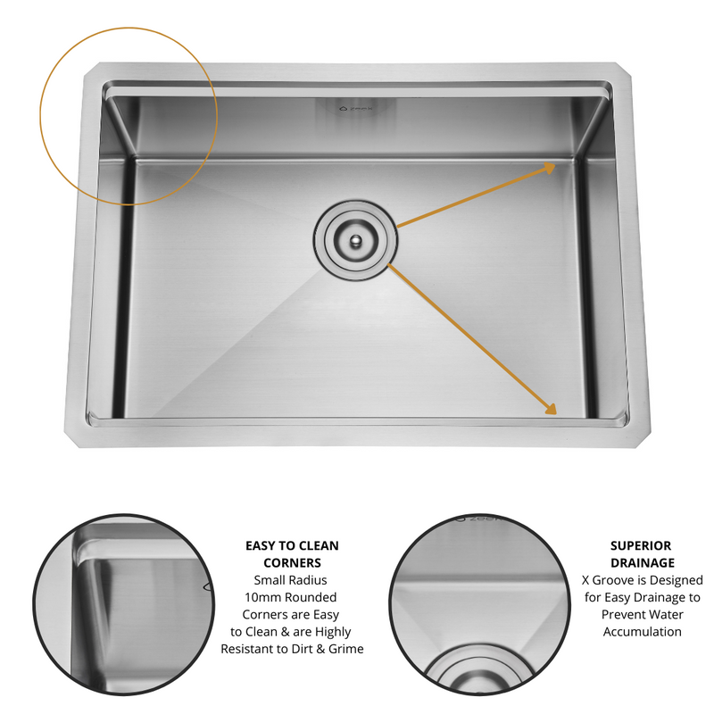 Zeek 27 x 19 Inch Undermount / Drop-In Workstation Kitchen Sink 16G Stainless Steel ZH-LD27