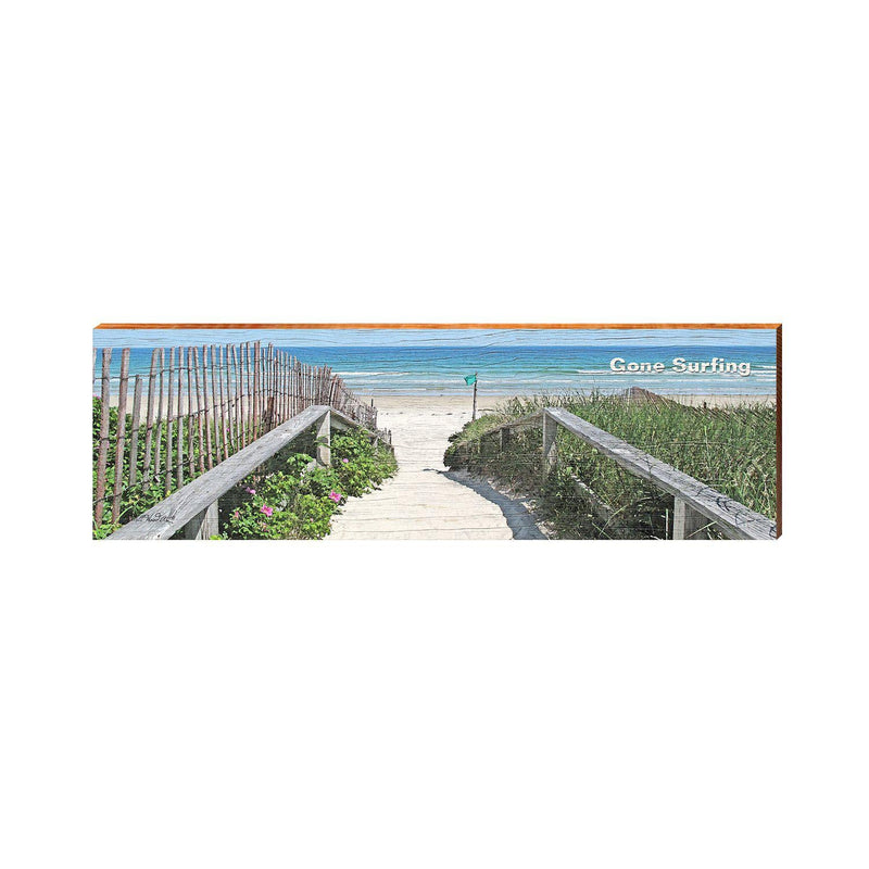 Gone Surfing Beach Access | Wall Art Print on Real Wood