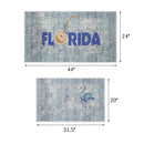 US States Florida Design Non Skid Washable Kitchen Runner Rugs Set of 2| 44 x 24 and 31.5 x 20 Inches Floor Mats|Silver