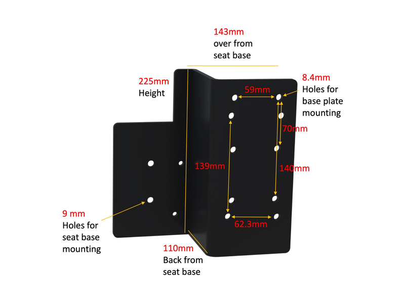 SPRINTER BAMBOO TABLE SEAT ADAPTER, dimensions drawing
