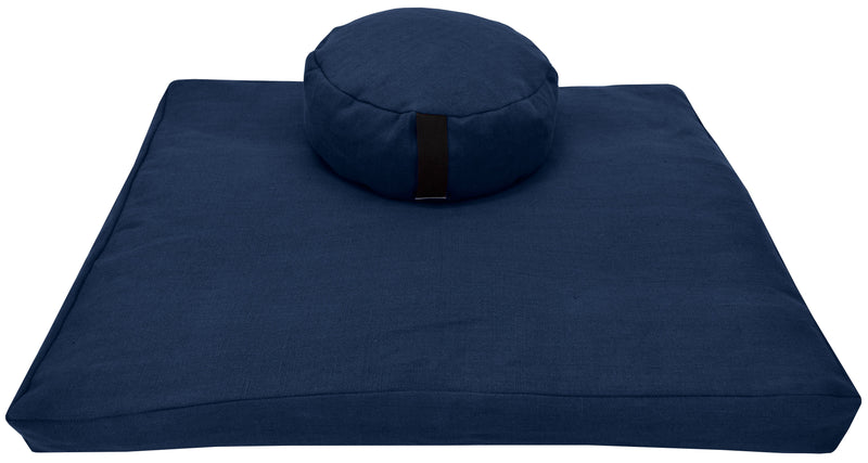 Hemp Meditation Cushion Set Zafu and Zabuton - Hemp fabric, Organic Buckwheat Hulls