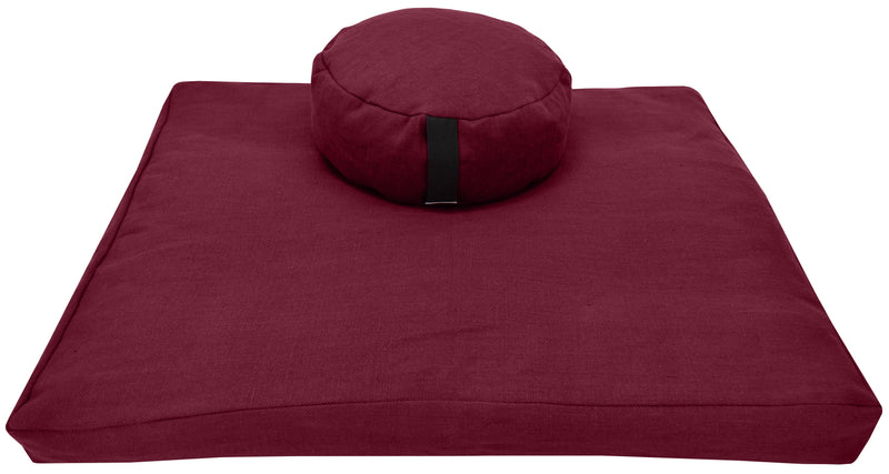 Hemp Meditation Cushion Set Zafu and Zabuton - Hemp fabric, Organic Buckwheat Hulls