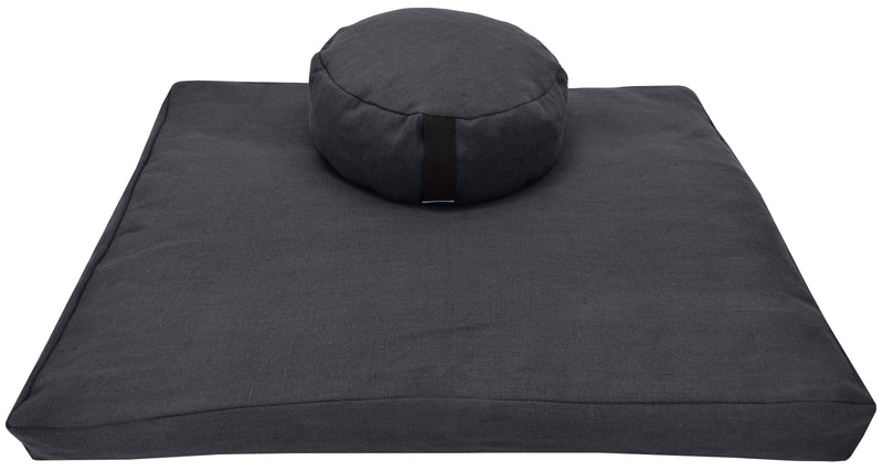 Hemp Meditation Cushion Set Zafu and Zabuton - Hemp fabric, Organic Buckwheat Hulls