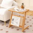 Z-shaped End Table with Magazine Rack and Rattan Shelf-Natural by LJGDeals