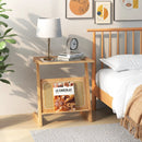 Z-shaped End Table with Magazine Rack and Rattan Shelf-Natural by LJGDeals