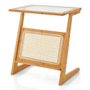 Z-shaped End Table with Magazine Rack and Rattan Shelf-Natural by LJGDeals