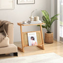 Z-shaped End Table with Magazine Rack and Rattan Shelf-Natural by LJGDeals