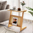 Z-shaped End Table with Magazine Rack and Rattan Shelf-Natural by LJGDeals
