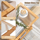 Z-shaped End Table with Magazine Rack and Rattan Shelf-Natural by LJGDeals