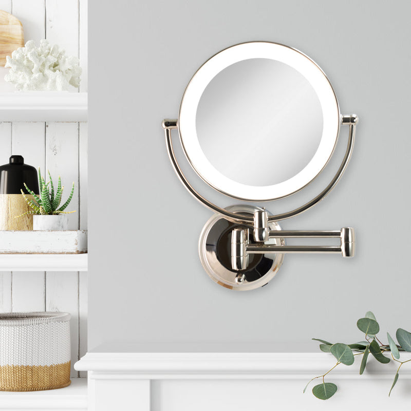 Lighted Wall Mounted Makeup Mirror with Magnification & Extendable Arm - Amazon
