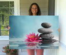 Zen Serenity Triptych Canvas Art, Lotus Flower and Balancing by MyGreatCanvas | Canvas Wall Art Prints | Photo Prints & Wall Decor