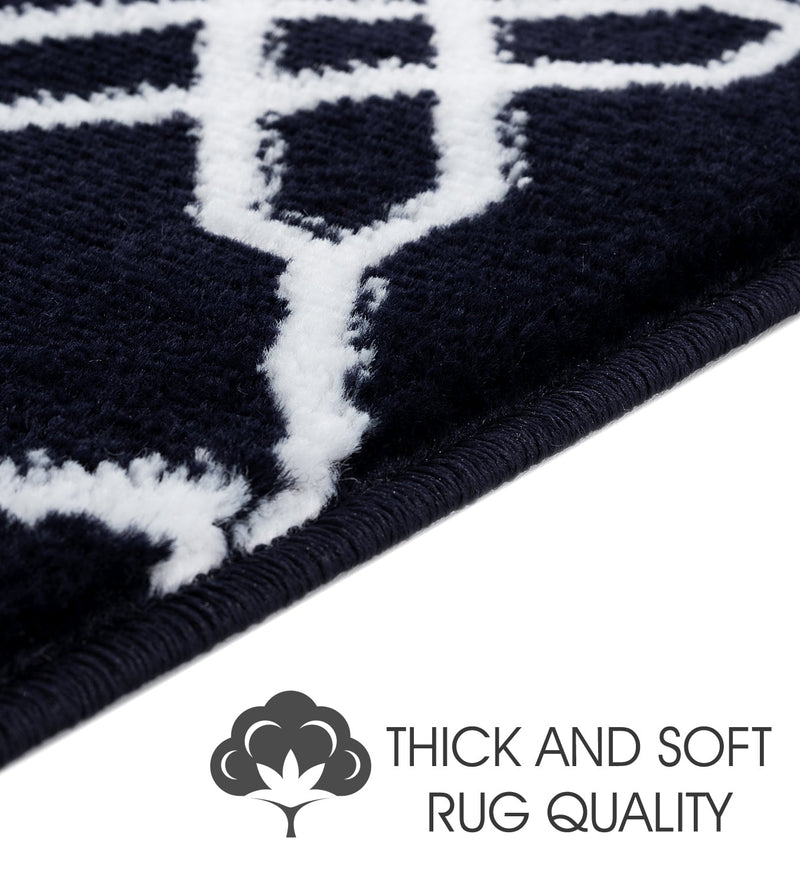 Stair Treads Rug 9"x28" Zigzag Collection | Navy & White
