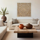 Floral Hand Carved Mandala Square Wall Decor With Spiritual Symbolism - Gold / White by HouseOfZazla