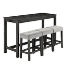 Bar Table Set with Power Outlet, Bar Table and Chairs Set, 4 Piece Dining Table Set, Industrial Breakfast Table Set, for Living Room, Dining Room, Game Room by Montret