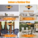 1500W Electric Hanging Patio Heater with 3 Heat Levels & Timer