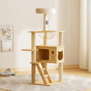 Multi-Level Wood Cat Tree Tower with Hammock & Scratching Posts