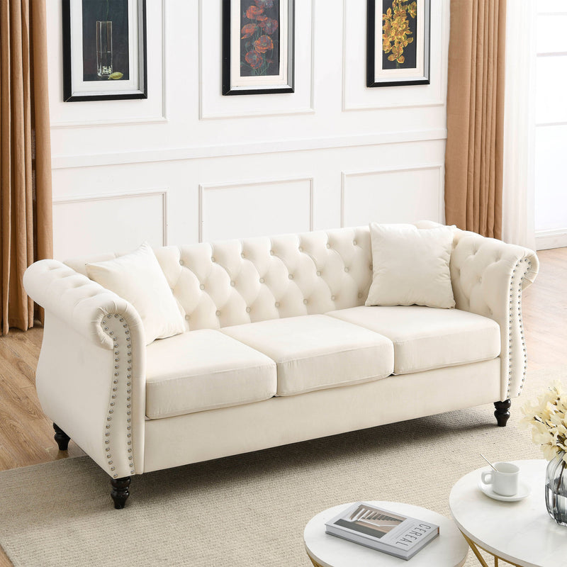 3-seater + 3-seater Combination sofa.Beige Velvet(W834S00063)