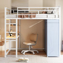 Loft Bed With Desk, Shelves, Power Outlet, LED Light And Wardrobe by Unique Piece Furniture