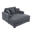 Oversized Chaise Lounger Modern Style Sofa Couch, With Pillows, Charge Station & Cup Holders by Unique Piece Furniture