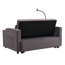Modern Loveseat Futon Sofa With Pullout Bed, Adjustable Reclining Backrest, Toss Pillows by HouseOfZazla
