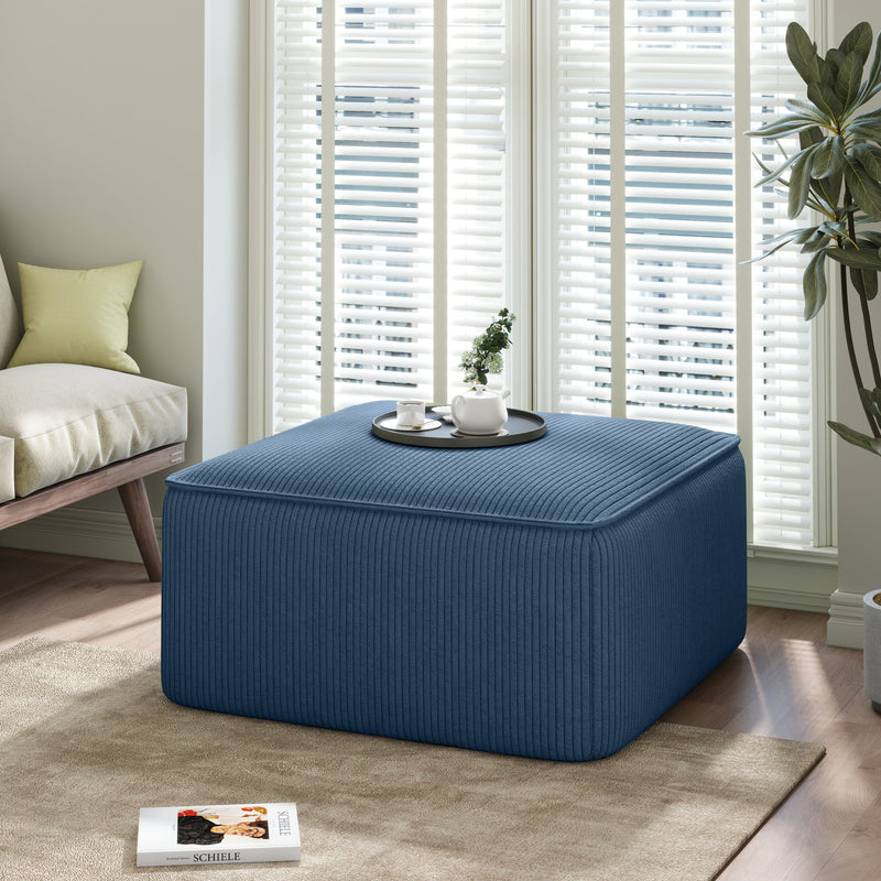 Upholstered Square Ottoman,Navy Blue