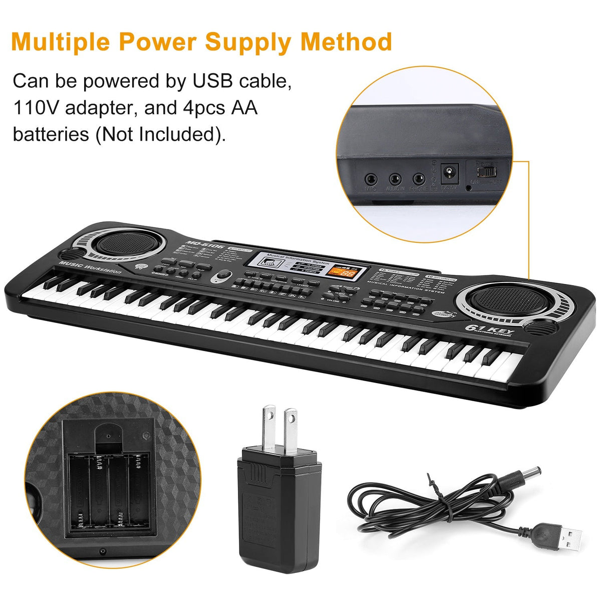 61 Keys Digital Music Electronic Keyboard Electric Piano Musical Instrument Kids Learning Keyboard w/ Microphone For Beginners Kids Girls Boys Adults, photo 5 of 12
