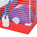 18.5" Hamster Cage with Exercise Wheel and Water Bottle, Dish, Rat House and Habitat 2-Story Design, Red