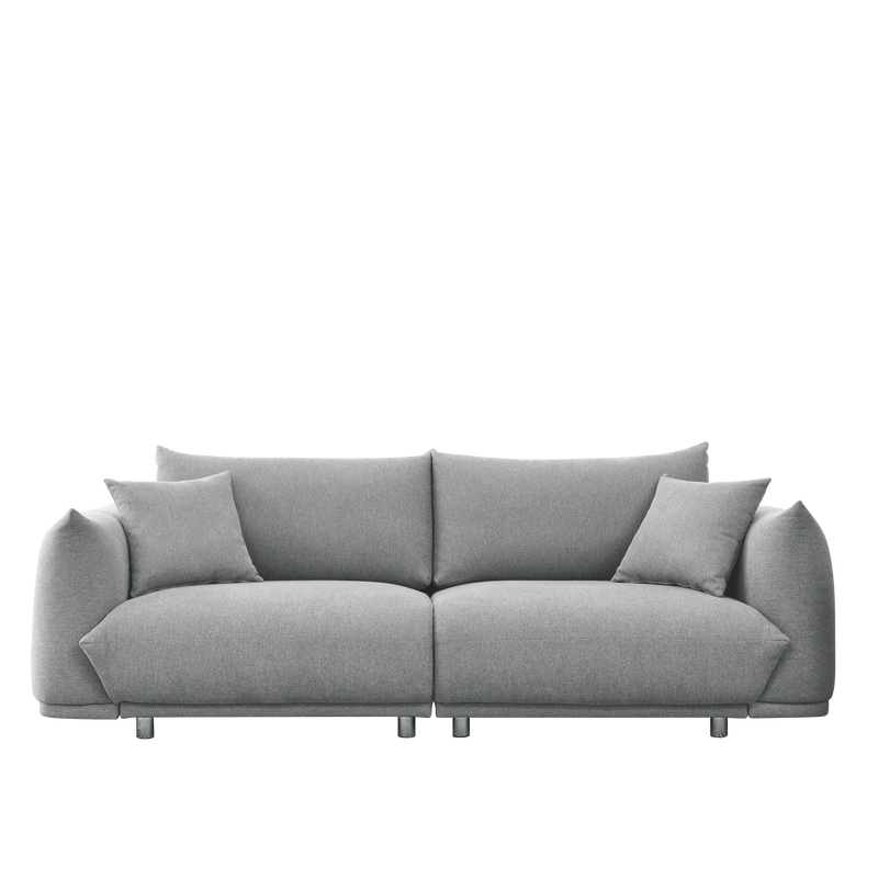 90.5" Modern Couch for Living Room Sofa, Solid Wood Frame and Stable Metal Legs, 2 Pillows, Sofa Furniture for Apartment
