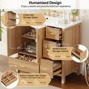 36" Bathroom Vanity, 2 Soft Close Doors, 4 Soft Close Drawers, Adjustable Shelf, Storage Cabinet - Acacia Wood by HouseOfZazla