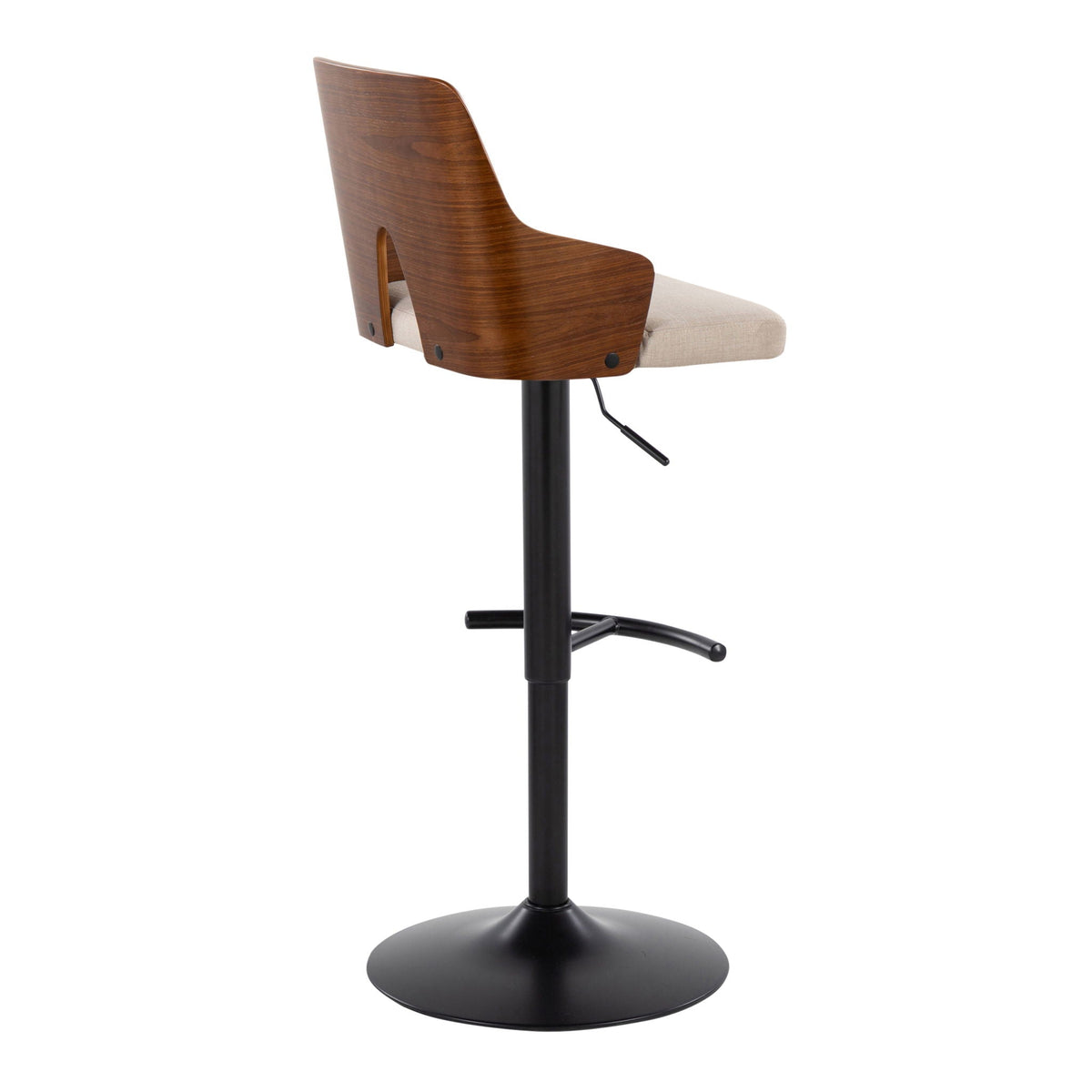 Ariana - Mid Century Modern Adjustable Barstool Stool With Swivel With Rounded T Footrest (Set of 2), photo 4 of 8