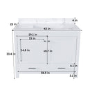 43" Bathroom Vanity With Artificial Marble Carrara Top Set, Multi Functional Cabinet With Doors And Drawer - White by Unique Piece Furniture
