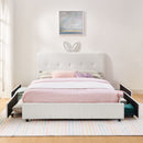 Upholstered Bed With Oversized Rabbit Ear Headboard, LED Lights & 4 Storage Drawers by HouseOfZazla