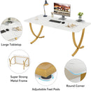 Executive Office Computer Desk For Home Office - White / Gold by HouseOfZazla