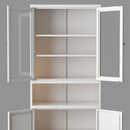 Kitchen Pantry Cabinet Tall Storage With Adjustable Shelves, Heavy Duty Stainless Steel Frame - White by HouseOfZazla