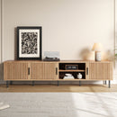 78" TV Stand For TVs Up To 85" With Closed Storage, Living Room Entertainment Center - Natural Wood by HouseOfZazla