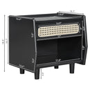 Black Nightstand with Rattan Detail by HouseOfZazla