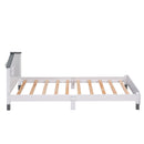 3-Pieces Bedroom Sets Twin Size Platform Bed with Nightstand and Storage dresser, White+Gray