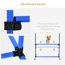 4 Piece Dog Agility Training Equipment for Dog Agility Course with Adjustable Height Jump Bars, Included Carry Bag, & Displacing Top Bar, Blue
