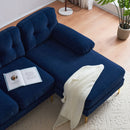 83" Modern Sectional Sofas Couches Velvet L Shaped Couches for Living Room, Bedroom, Blue