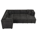 U-Shaped Sectional Sofa Pull Out Sofa Bed With Two USB Ports, Two Power Sockets, Three Back Pillows And A Storage Chaise For Living Room by HouseOfZazla