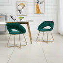 Accent Chairs Set of 2, Velvet Side Chairs with Gold Legs, Mid-Century Upholstered Dining Chairs for Living Room, Kitchen, Bedroom, Beauty Room