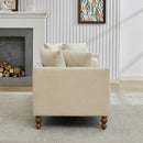 75.2'' Wide Upholstered Chaise Lounge Indoor with Nailheads,Sleeper Sofa Couch With 4 Throw Pillows&2 Bolsters,Daybed with Rubberwood Legs For Living Room,Bedroom, Apartment,Guestroom,Beige Chenille